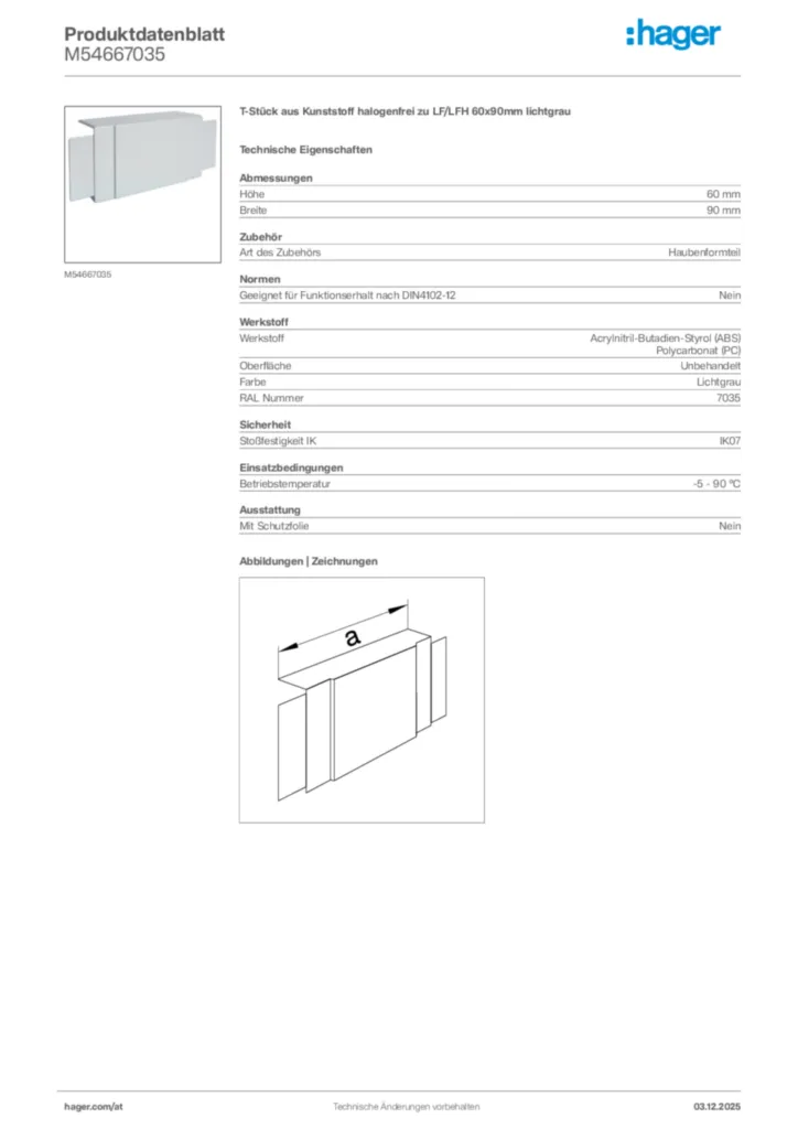 Bild Hager Produktdatenblatt M54667035 | Hager Deutschland