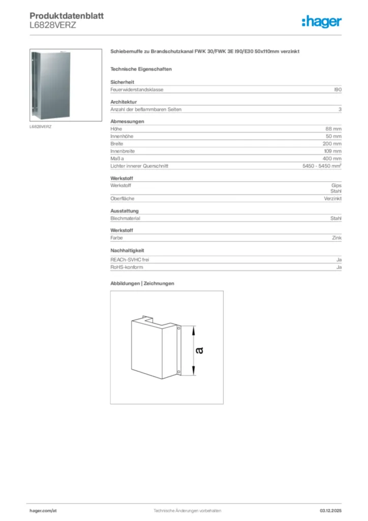 Bild Hager Produktdatenblatt L6828VERZ | Hager Deutschland
