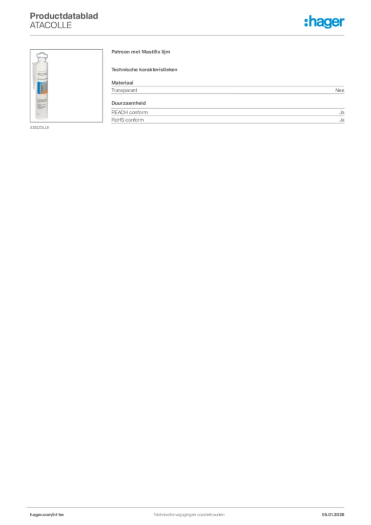 Afbeelding Hager Productdatablad ATACOLLE | Hager Belgium