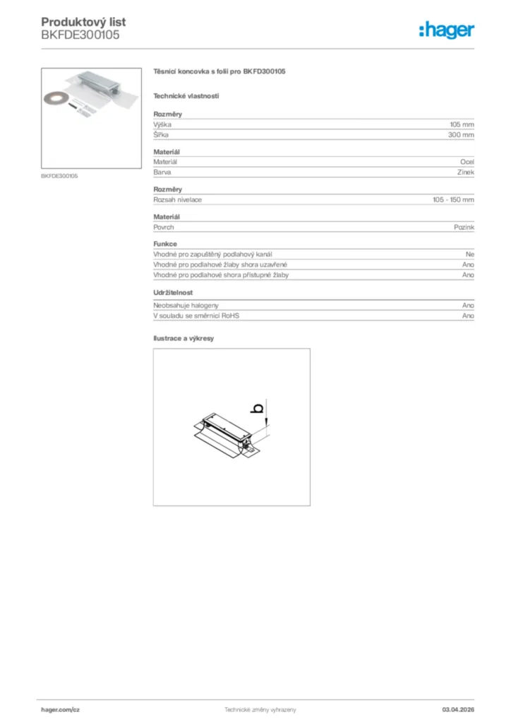 Obrázek Hager Product data sheet BKFDE300105 | Hager
