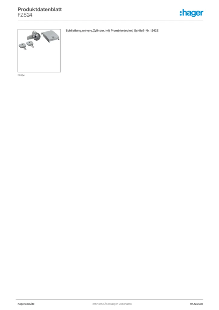 Bild Hager Produktdatenblatt FZ824 | Hager Deutschland