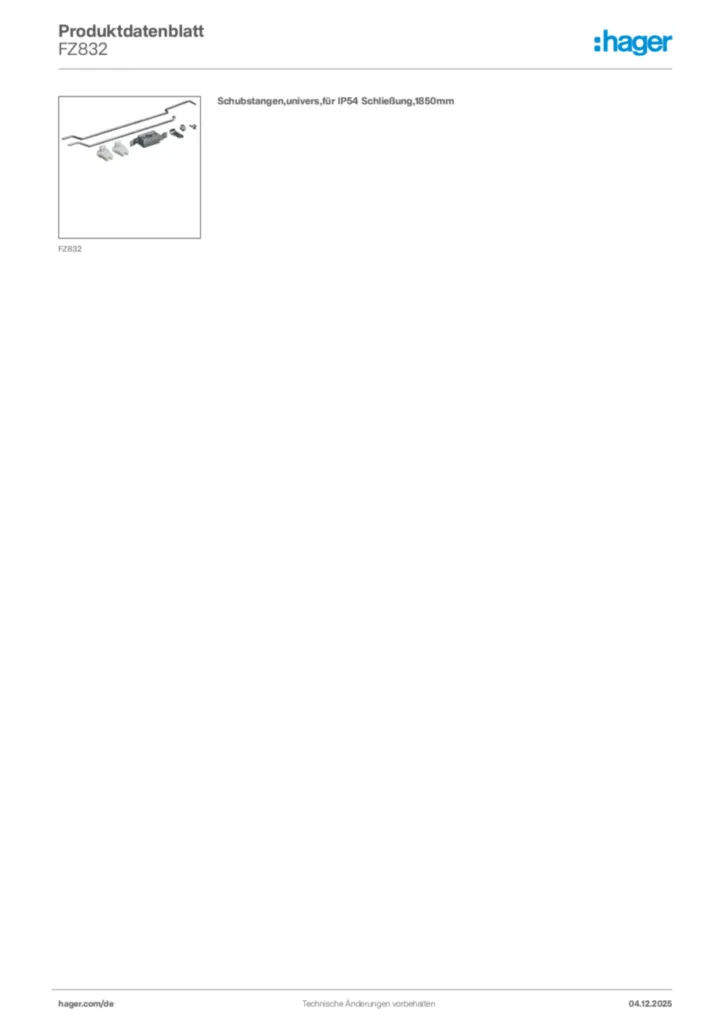 Bild Hager Produktdatenblatt FZ832 | Hager Deutschland