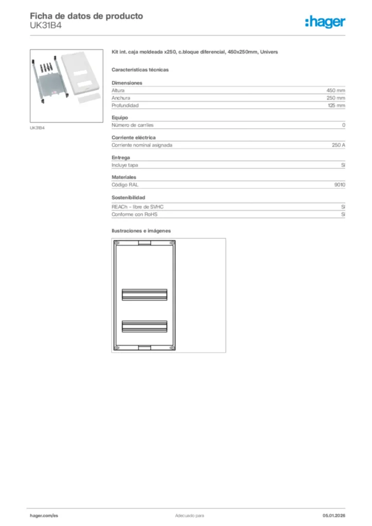 Imagen Hager Ficha de datos de producto UK31B4 | Hager España