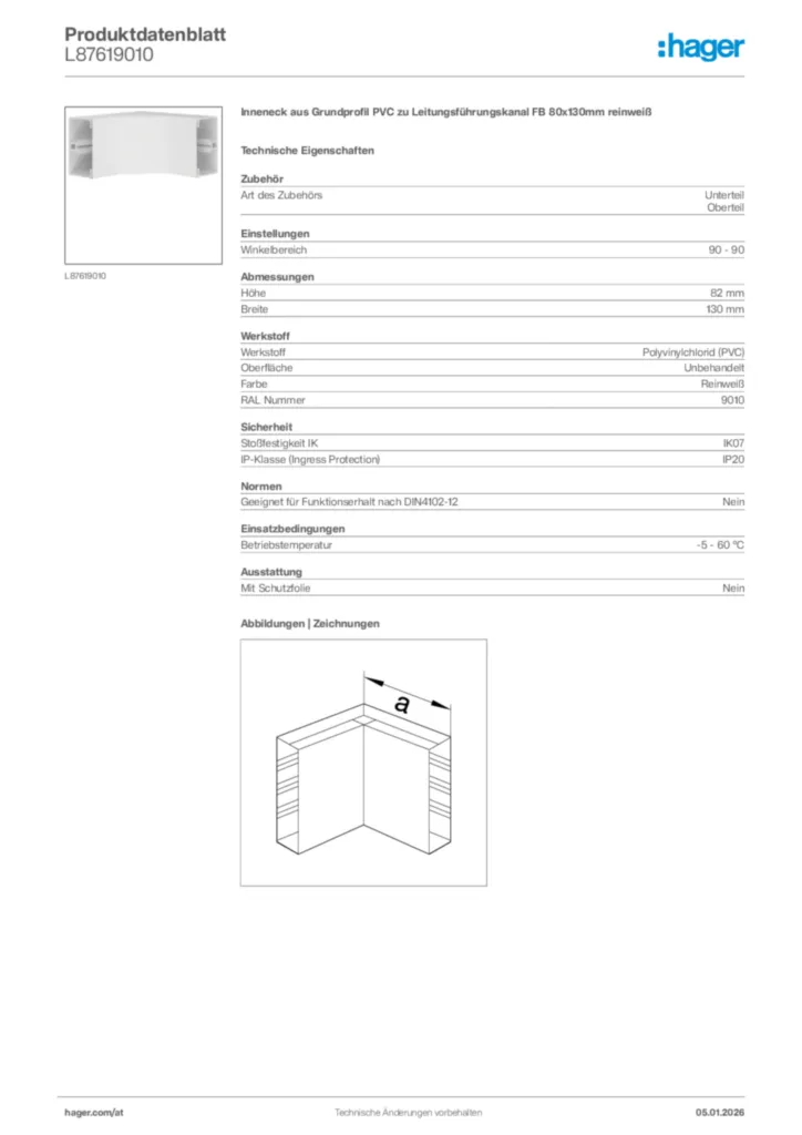 Bild Hager Produktdatenblatt L87619010 | Hager Deutschland