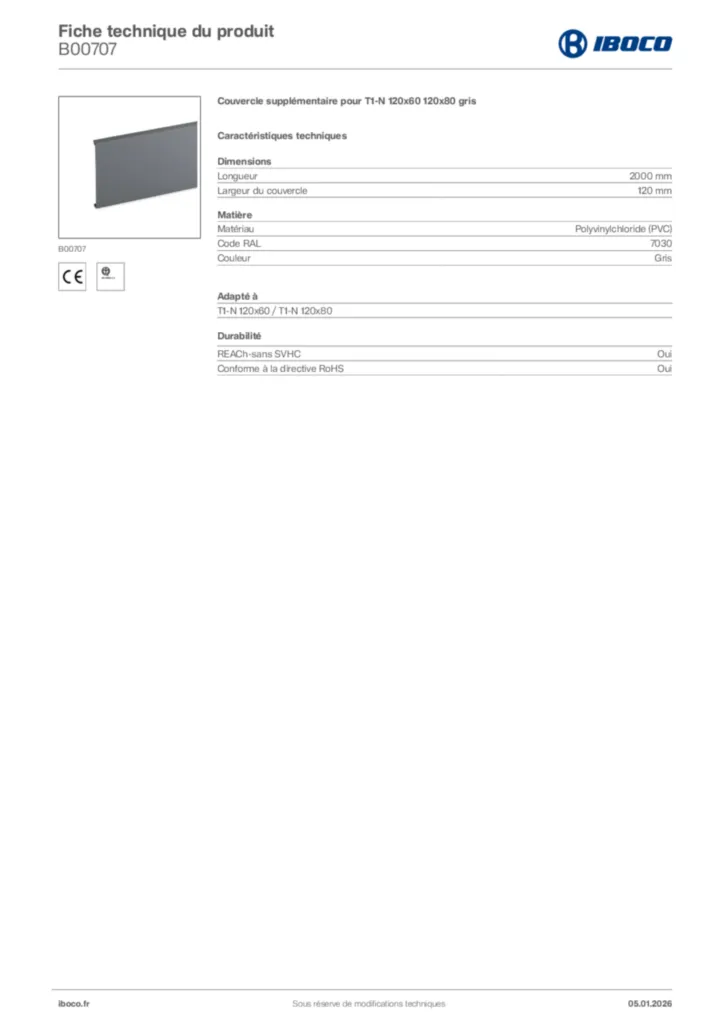 Image Iboco Fiche technique du produit B00707 | Hager France