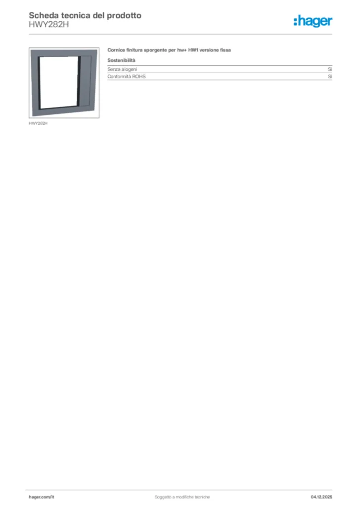 Immagine Hager Scheda tecnica del prodotto HWY282H | Hager Italia