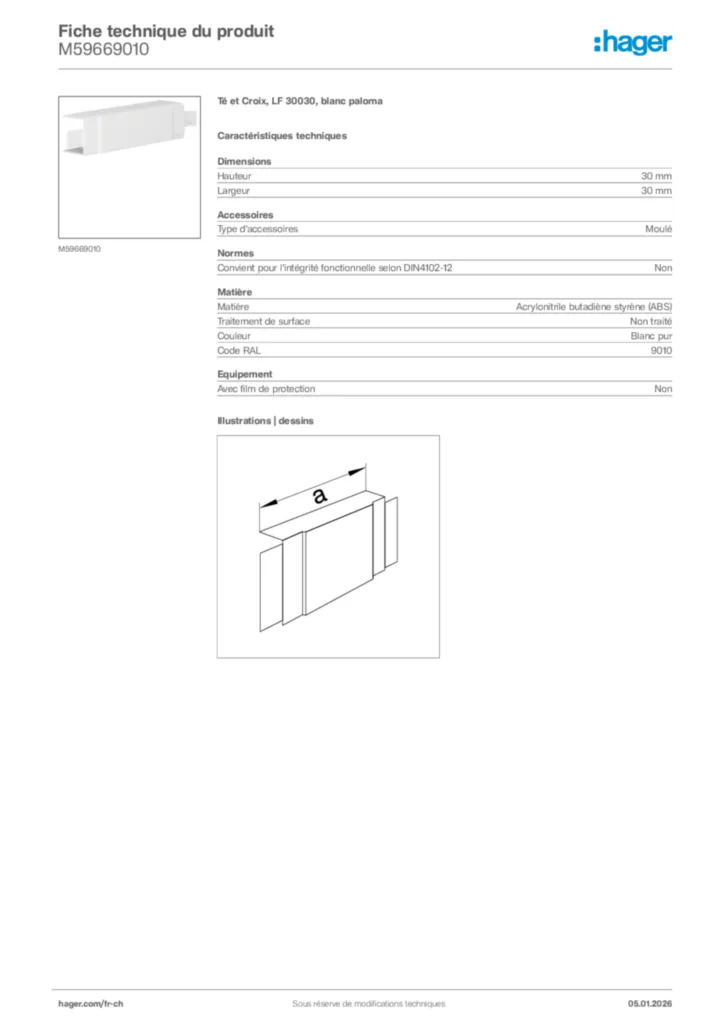 Image Hager Fiche technique du produit M59669010 | Hager Suisse