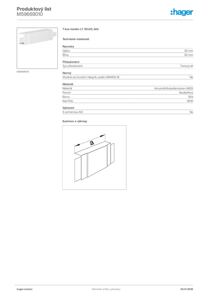 Obrázek Hager Product data sheet M59669010 | Hager