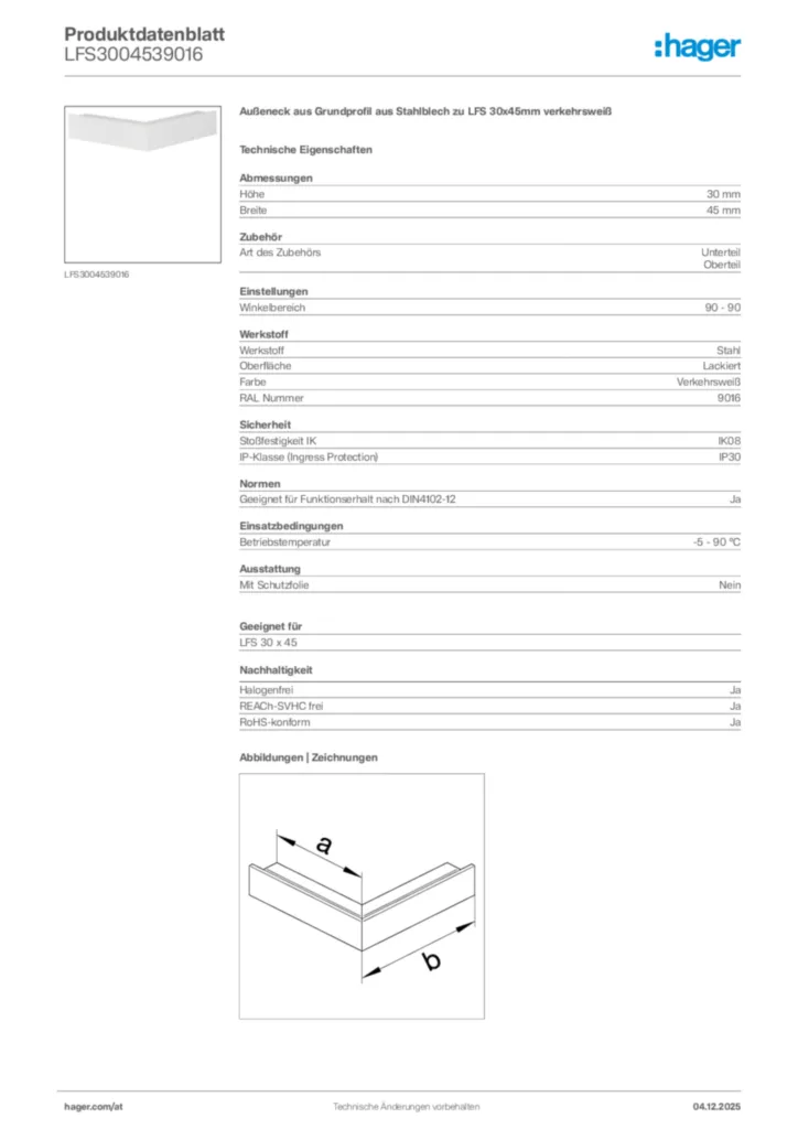 Bild Hager Produktdatenblatt LFS3004539016 | Hager Deutschland