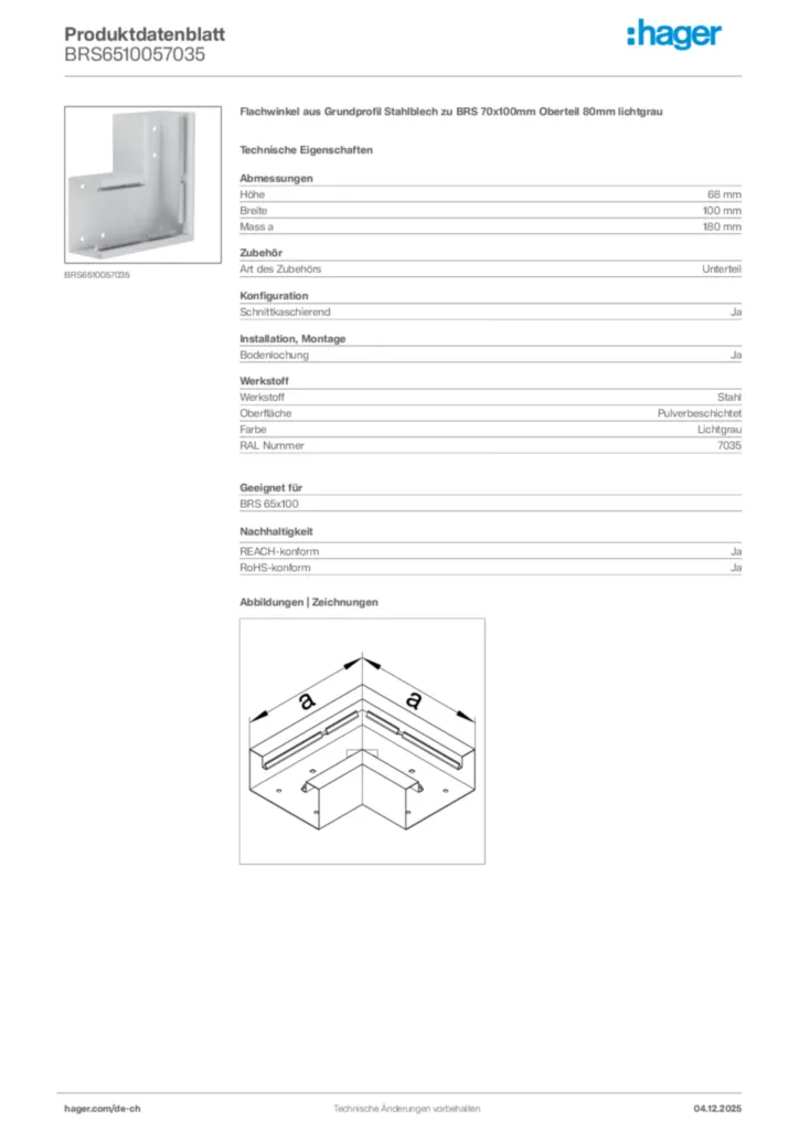 Bild Hager Produktdatenblatt BRS6510057035 | Hager Schweiz