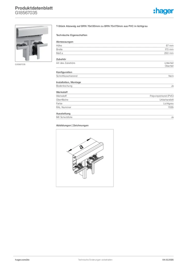 Bild Hager Produktdatenblatt G18567035 | Hager Deutschland