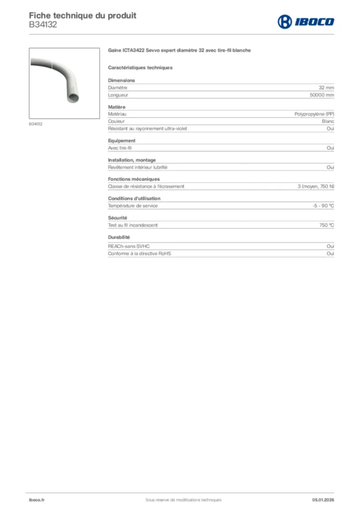 Image Iboco Fiche technique du produit B34132 | Hager France