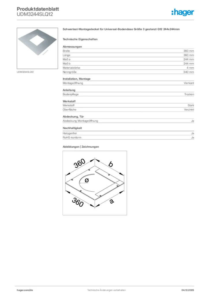 Hager Produktdatenblatt UDM3244SLQ12
