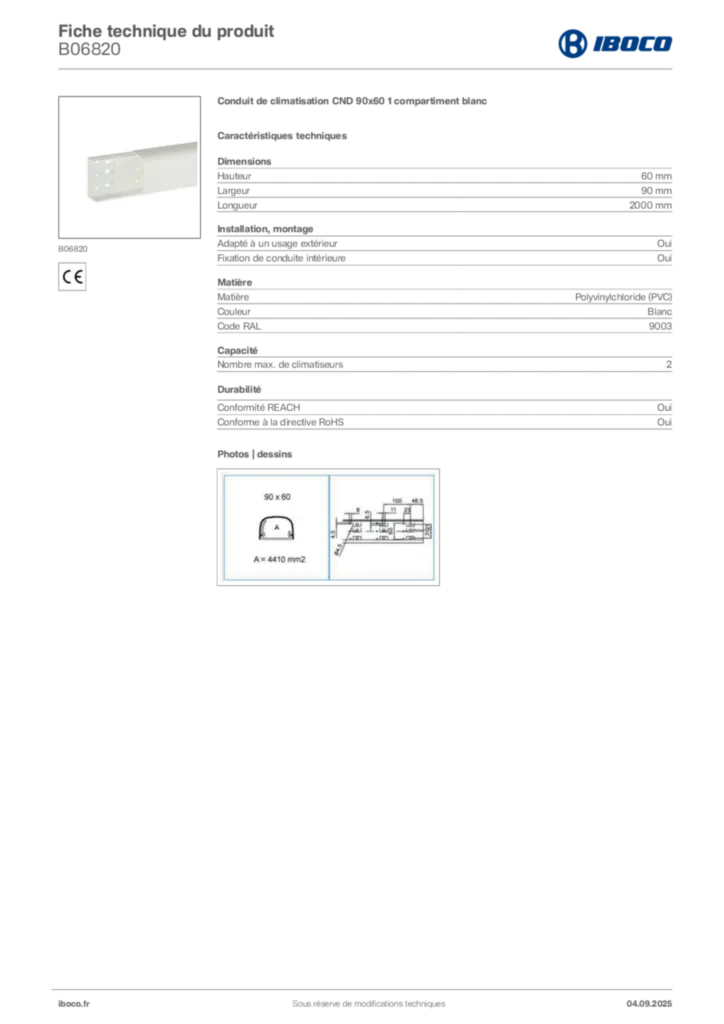 Image Iboco Fiche technique du produit B06820 | Hager France