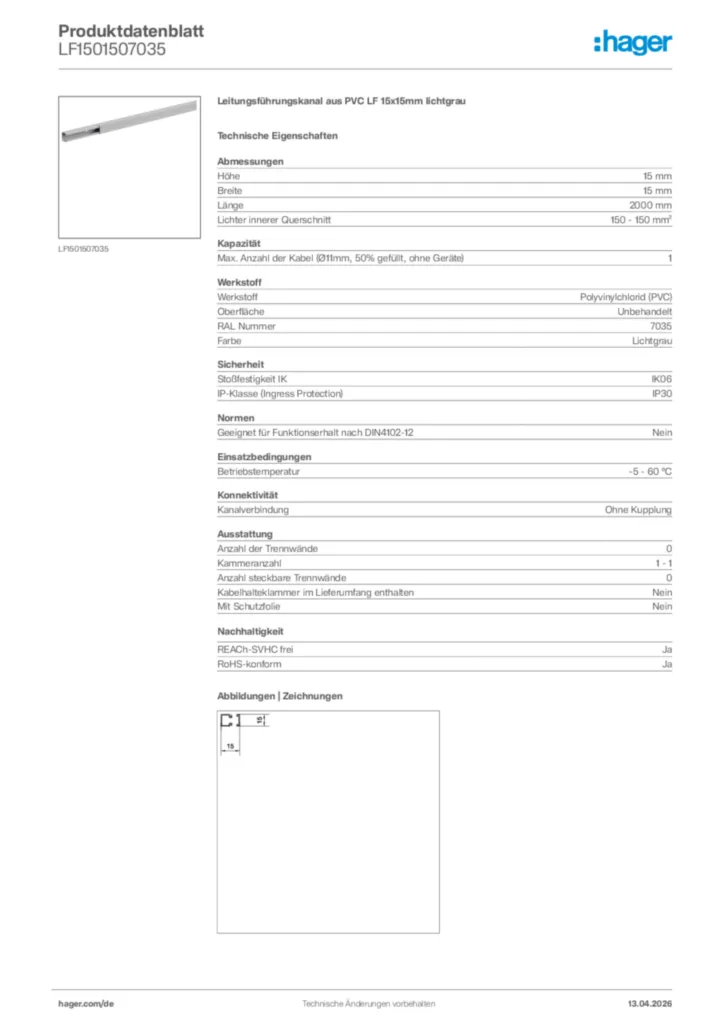 Bild Hager Produktdatenblatt LF1501507035 | Hager Deutschland
