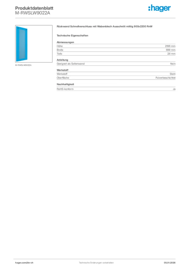 Bild Hager Produktdatenblatt M-RWSLW9022A | Hager Schweiz