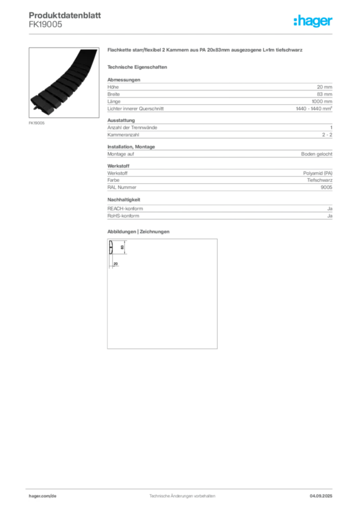 Bild Hager Produktdatenblatt FK19005 | Hager Deutschland