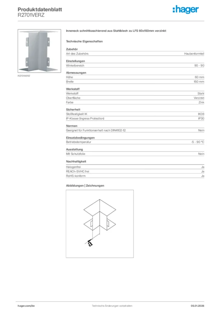 Bild Hager Produktdatenblatt R2701VERZ | Hager Deutschland