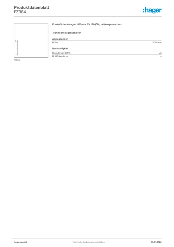 Bild Hager Produktdatenblatt FZ984 | Hager Deutschland