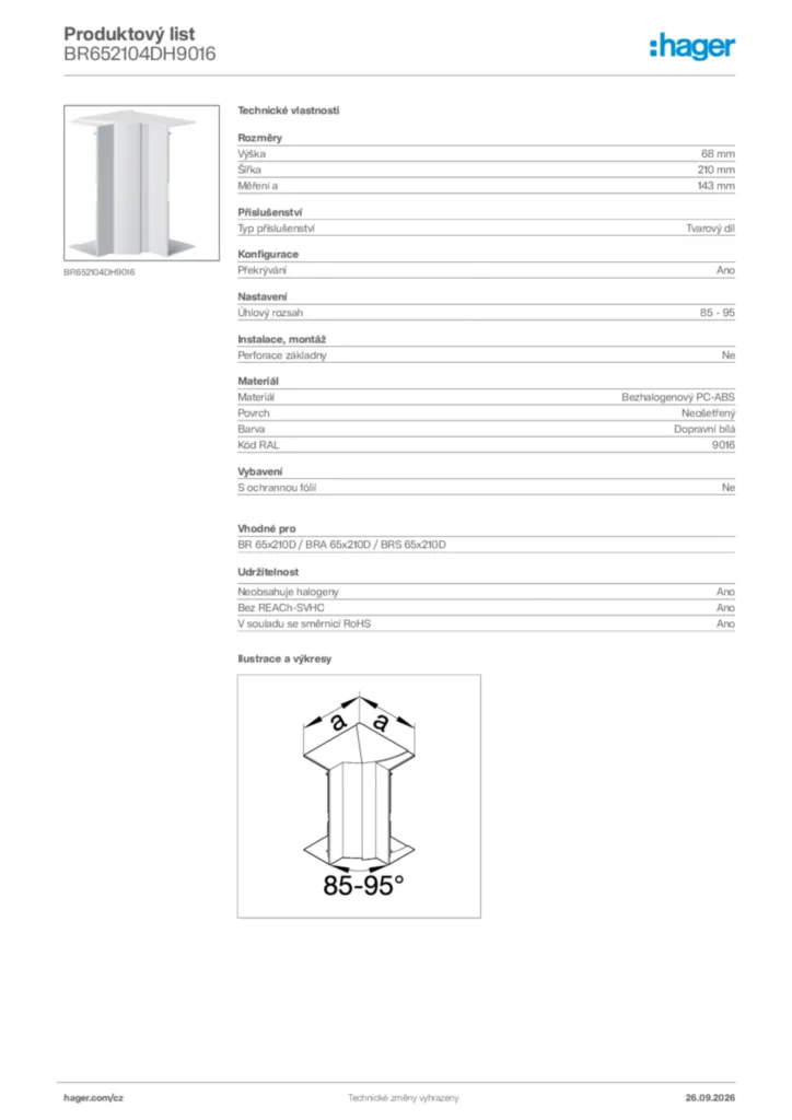 Obrázek Hager Generováno - Datový list produktu BR652104DH9016 | Hager