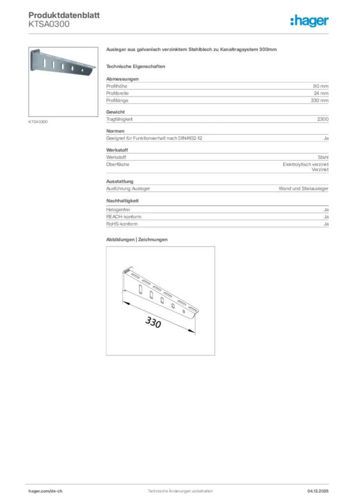 Bild Hager Produktdatenblatt KTSA0300 | Hager Schweiz