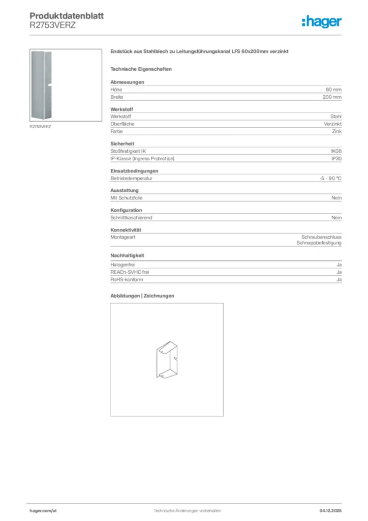 Bild Hager Produktdatenblatt R2753VERZ | Hager Deutschland