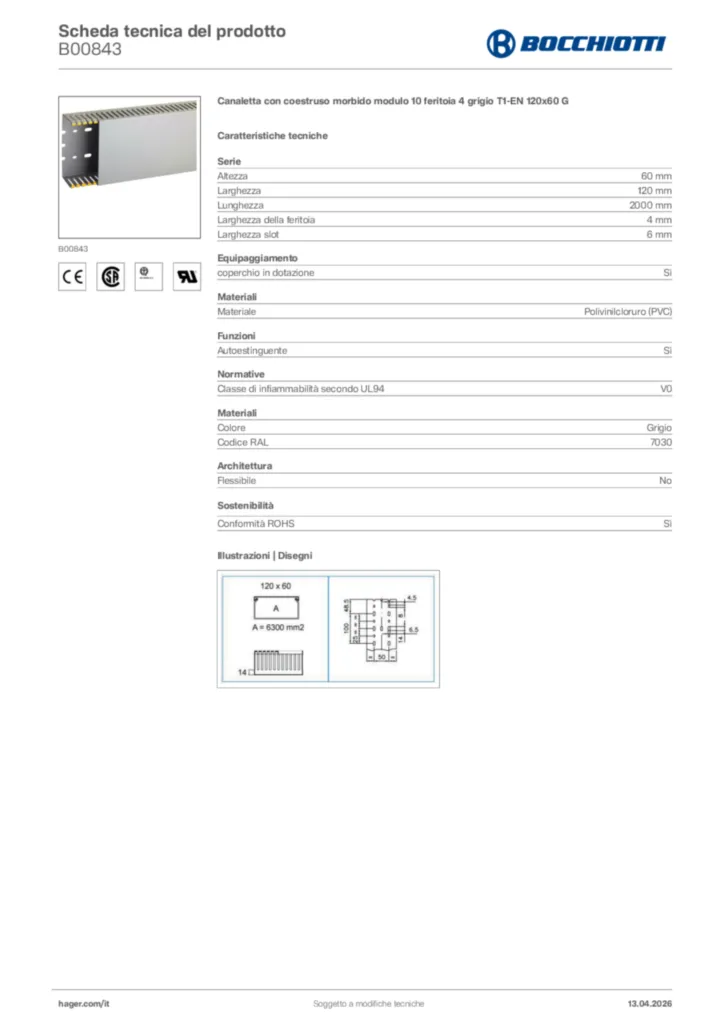 Immagine Bocchiotti Scheda tecnica del prodotto B00843 | Hager Italia