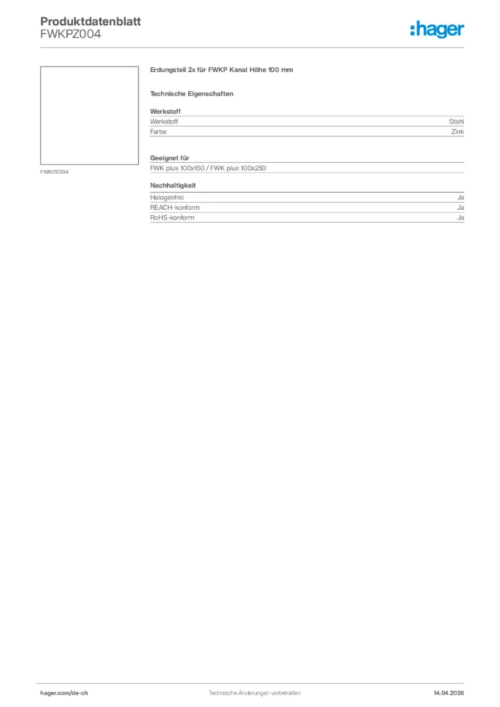 Bild Hager Produktdatenblatt FWKPZ004 | Hager Schweiz