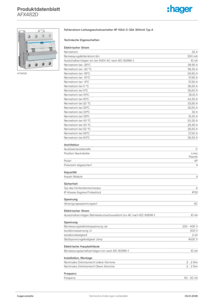 Interrupteur Modulaire - 4 Pôles - 25A - Hager SBN425 - 95,8