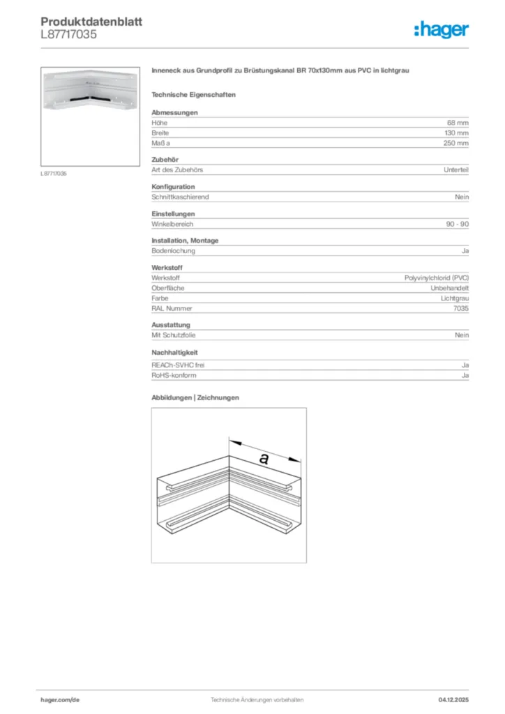 Bild Hager Produktdatenblatt L87717035 | Hager Deutschland