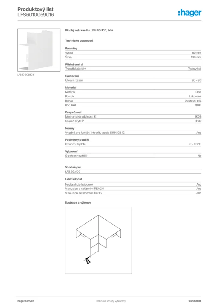 Obrázek Hager Produktový list LFS6010059016 | Hager