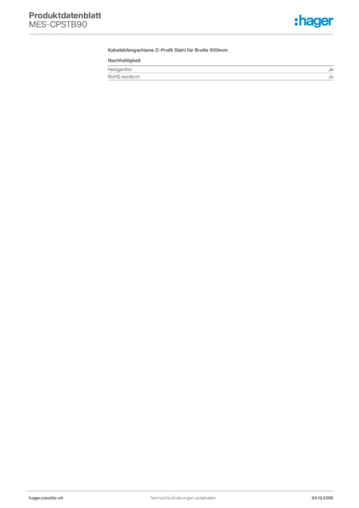 Bild Hager Produktdatenblatt MES-CPSTB90 | Hager Schweiz