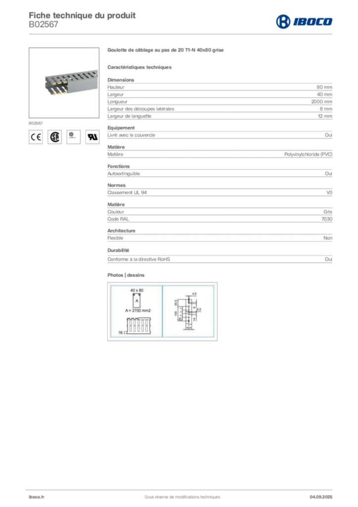 Image Iboco Fiche technique du produit B02567 | Hager France