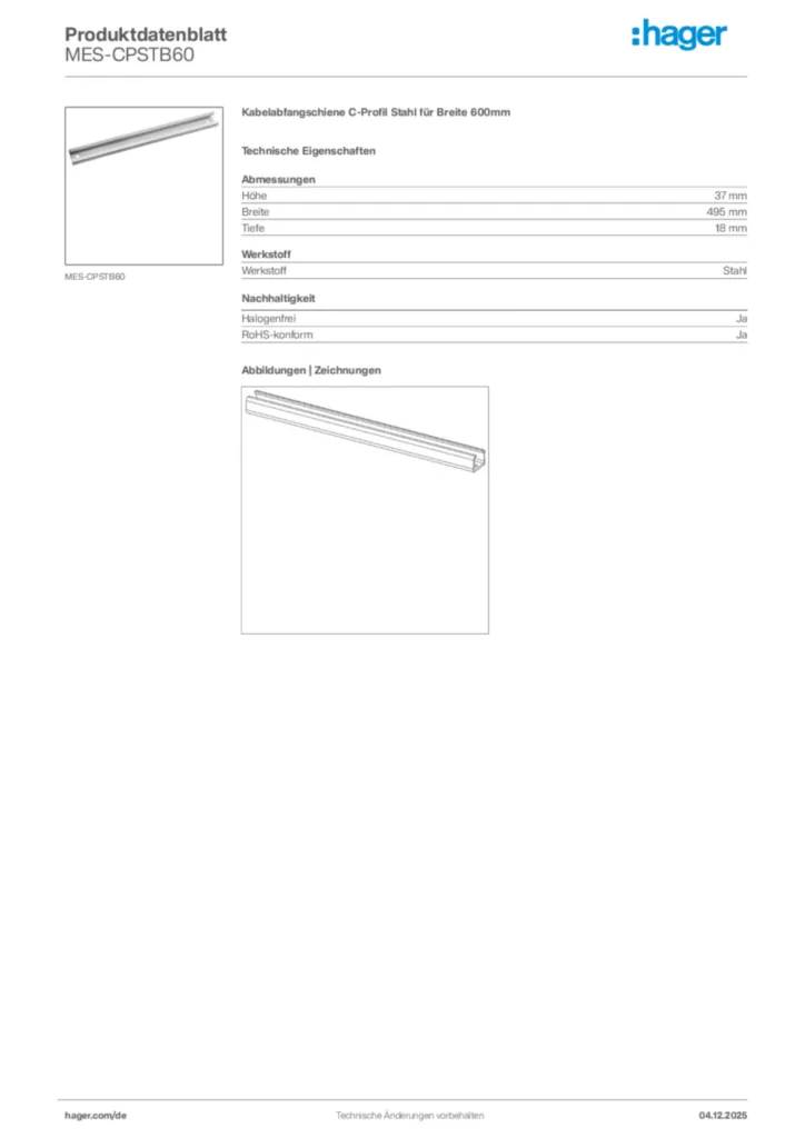 Bild Hager Produktdatenblatt MES-CPSTB60 | Hager Deutschland