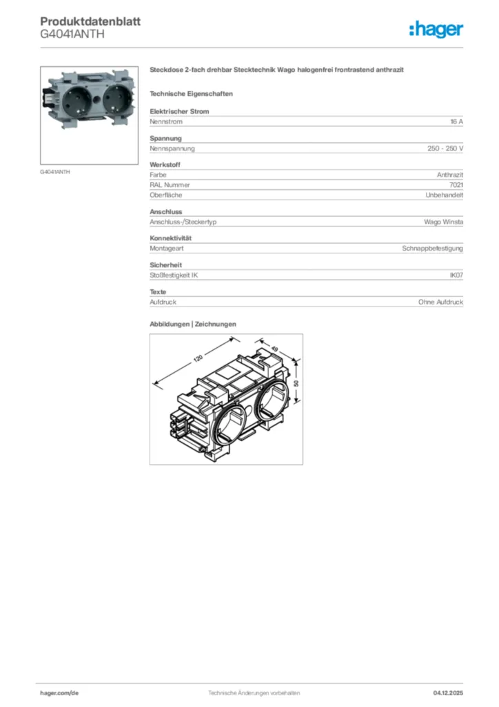 Bild Hager Produktdatenblatt G4041ANTH | Hager Deutschland