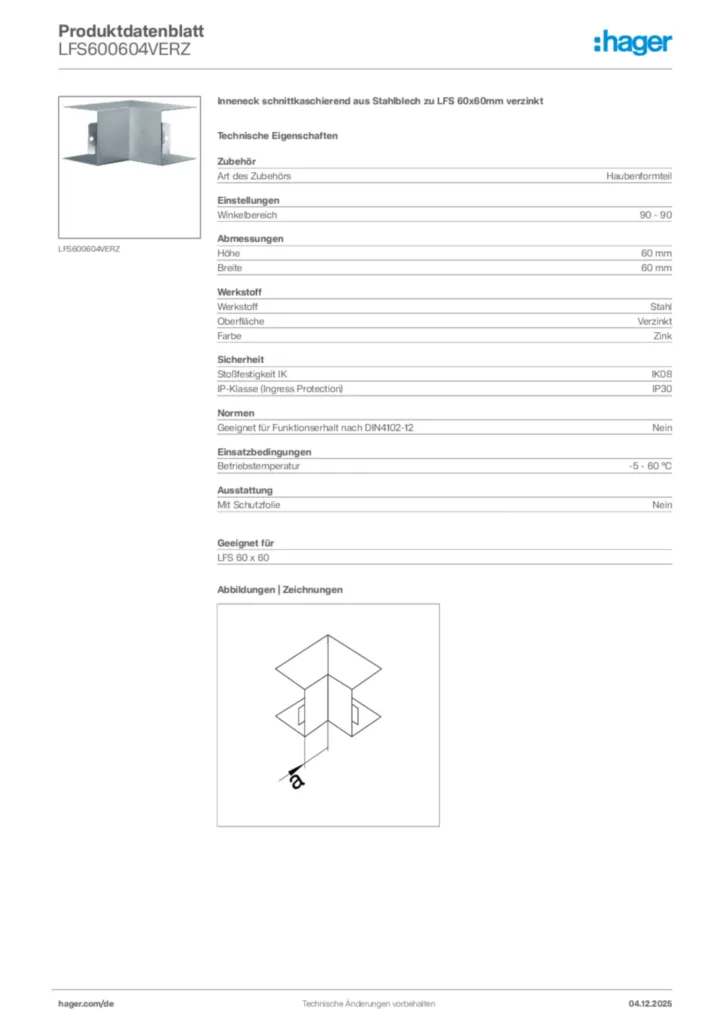 Bild Hager Produktdatenblatt LFS600604VERZ | Hager Deutschland