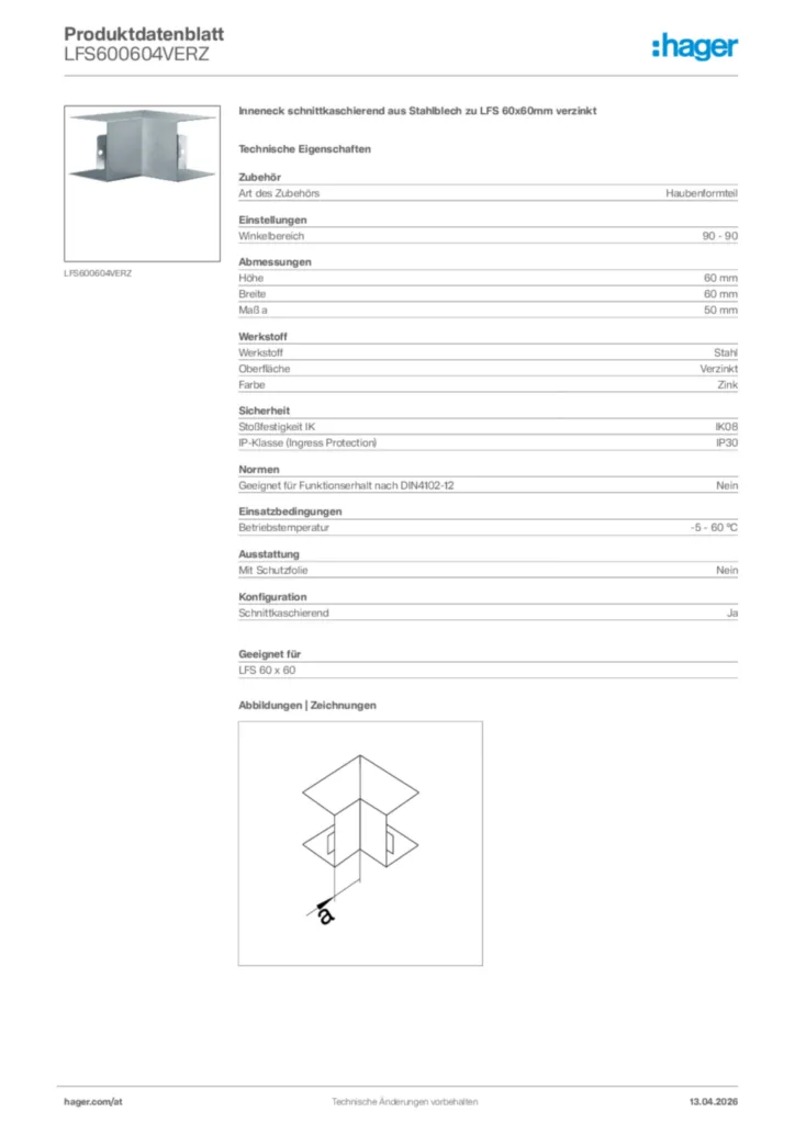 Bild Hager Produktdatenblatt LFS600604VERZ | Hager Deutschland