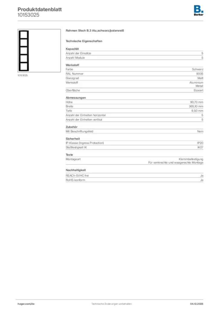 Berker Produktdatenblatt 10153025