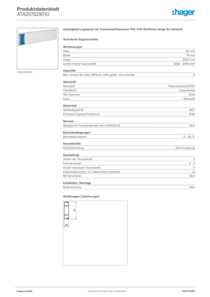 Bild Hager Produktdatenblatt ATA207529010 | Hager Deutschland
