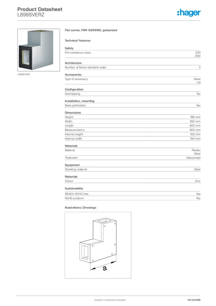 Image Hager Product data sheet L6965VERZ  | Hager Africa