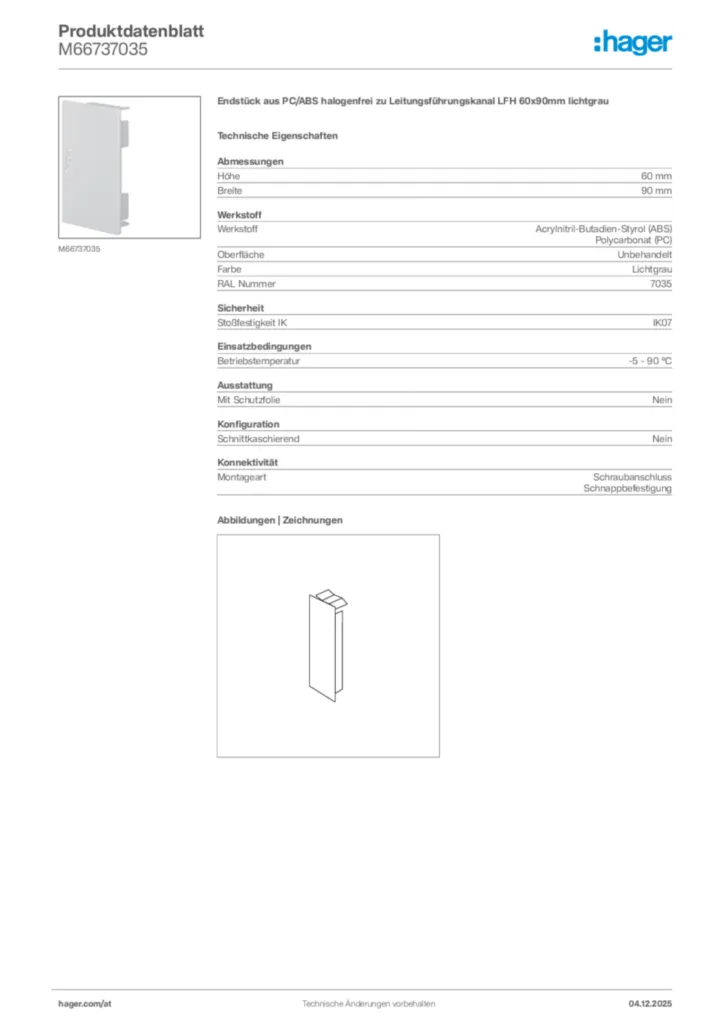 Bild Hager Produktdatenblatt M66737035 | Hager Deutschland