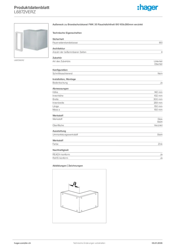 Bild Hager Produktdatenblatt L6872VERZ | Hager Schweiz