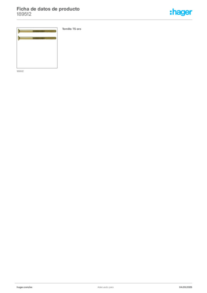 Imagen Hager Ficha de datos de producto 189512 | Hager España