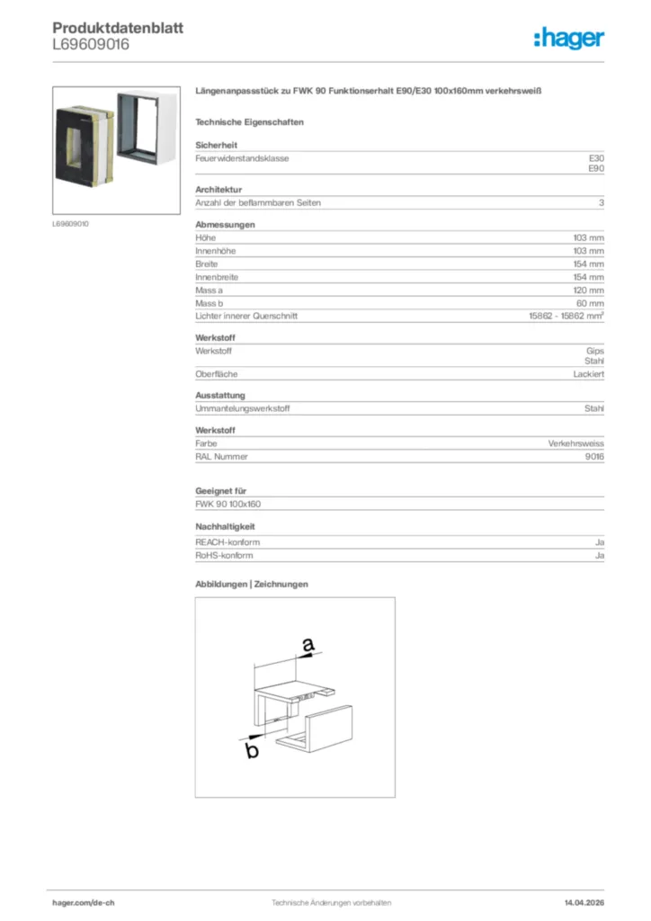 Bild Hager Produktdatenblatt L69609016 | Hager Schweiz