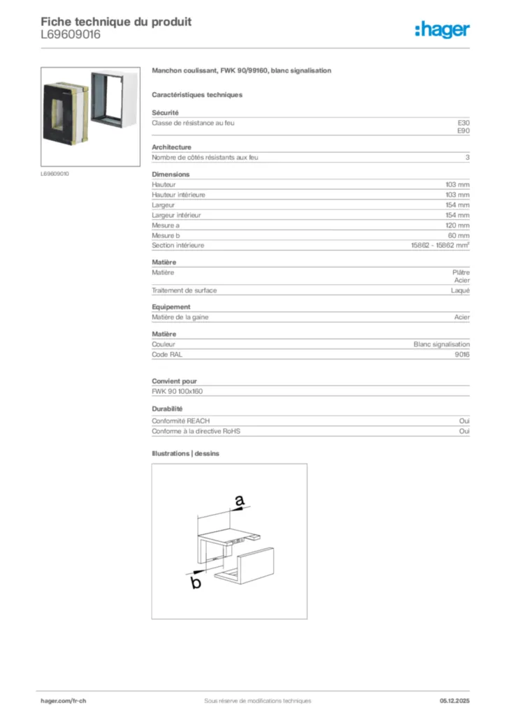 Image Hager Fiche technique du produit L69609016 | Hager Suisse