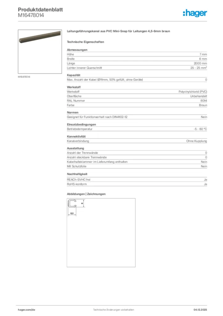 Bild Hager Produktdatenblatt M16478014 | Hager Deutschland