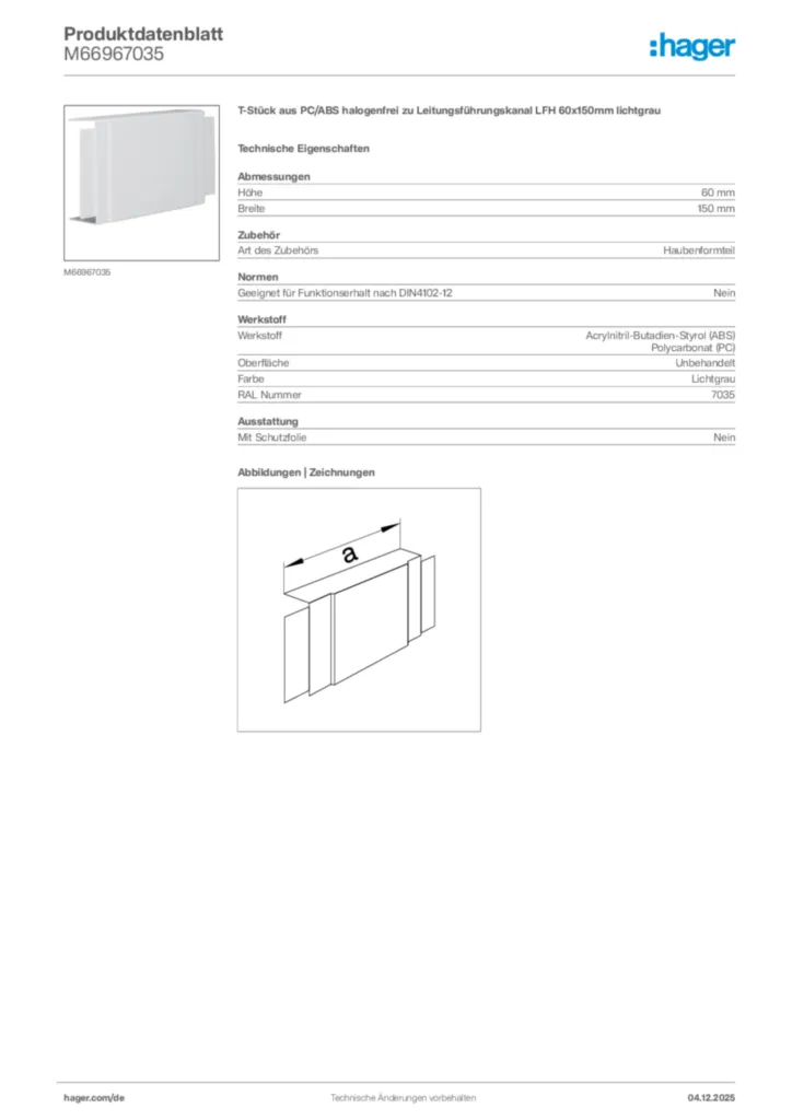 Bild Hager Produktdatenblatt M66967035 | Hager Deutschland