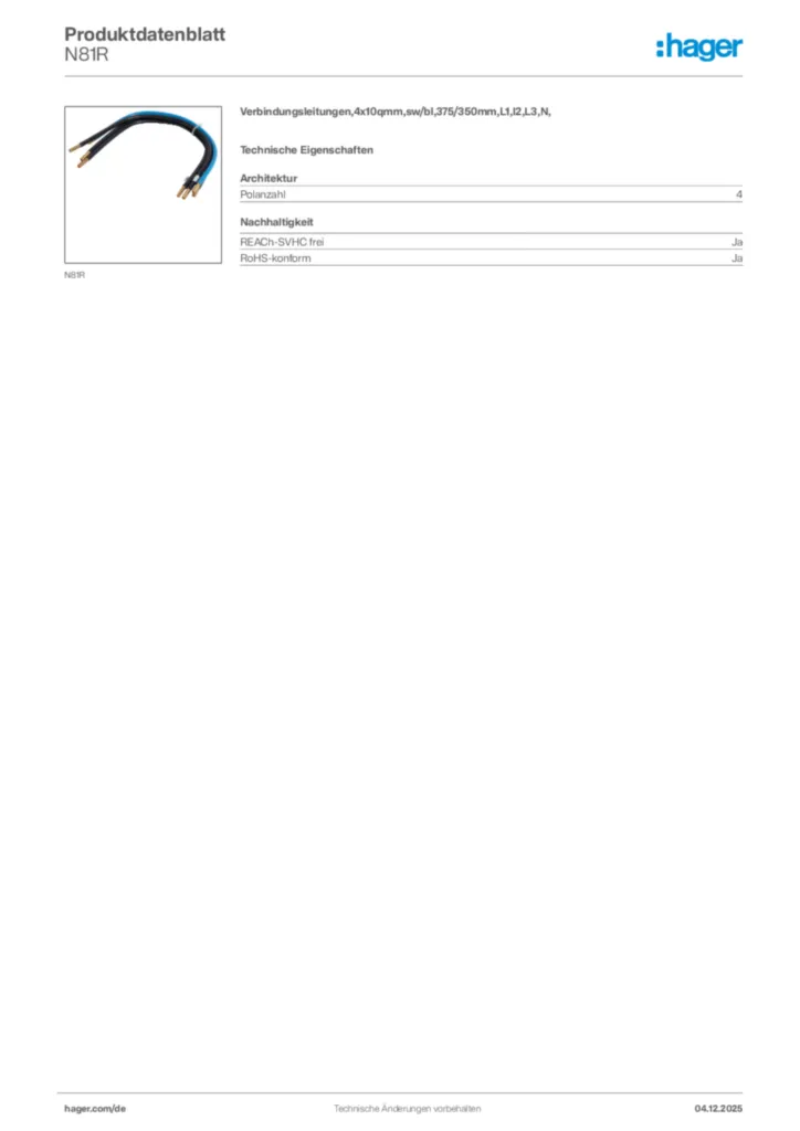 Bild Hager Produktdatenblatt N81R | Hager Deutschland