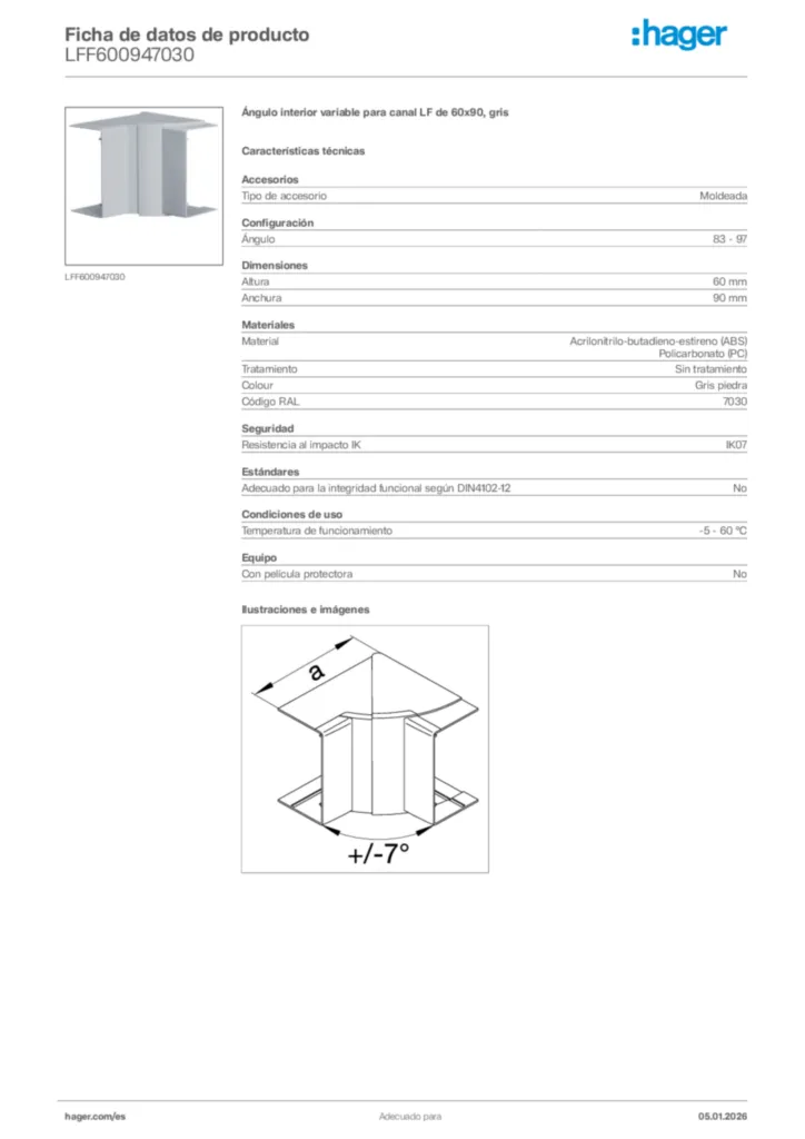 Imagen Hager Ficha de datos de producto LFF600947030 | Hager España