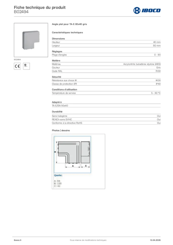 Image Iboco Fiche technique du produit B02494 | Hager France